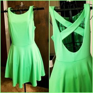 Bright Green Criss-Cross Backless Dress